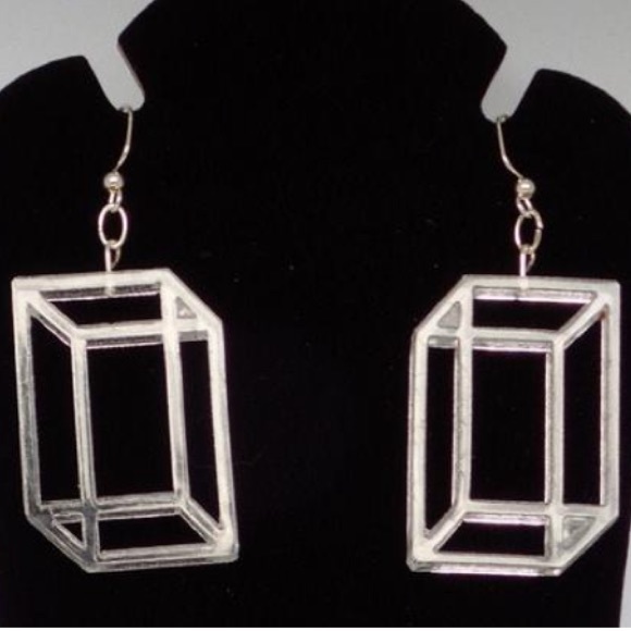 Transparent Prism Earrings - Tetragonal Lucite - Picture 5 of 7